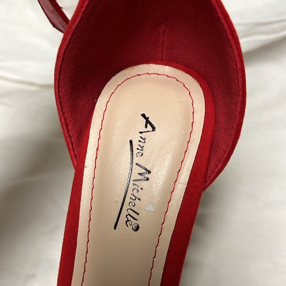 Anne Michelle, Red, Open Toe, Ankle Strap Heels, Size 10 - Picture 13 of 16